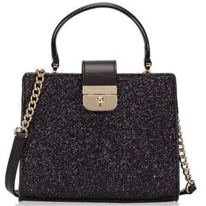 Kate Spade Sunset Lane Kirin Crossbody Glitter Black Glam Bling Handbag Purse